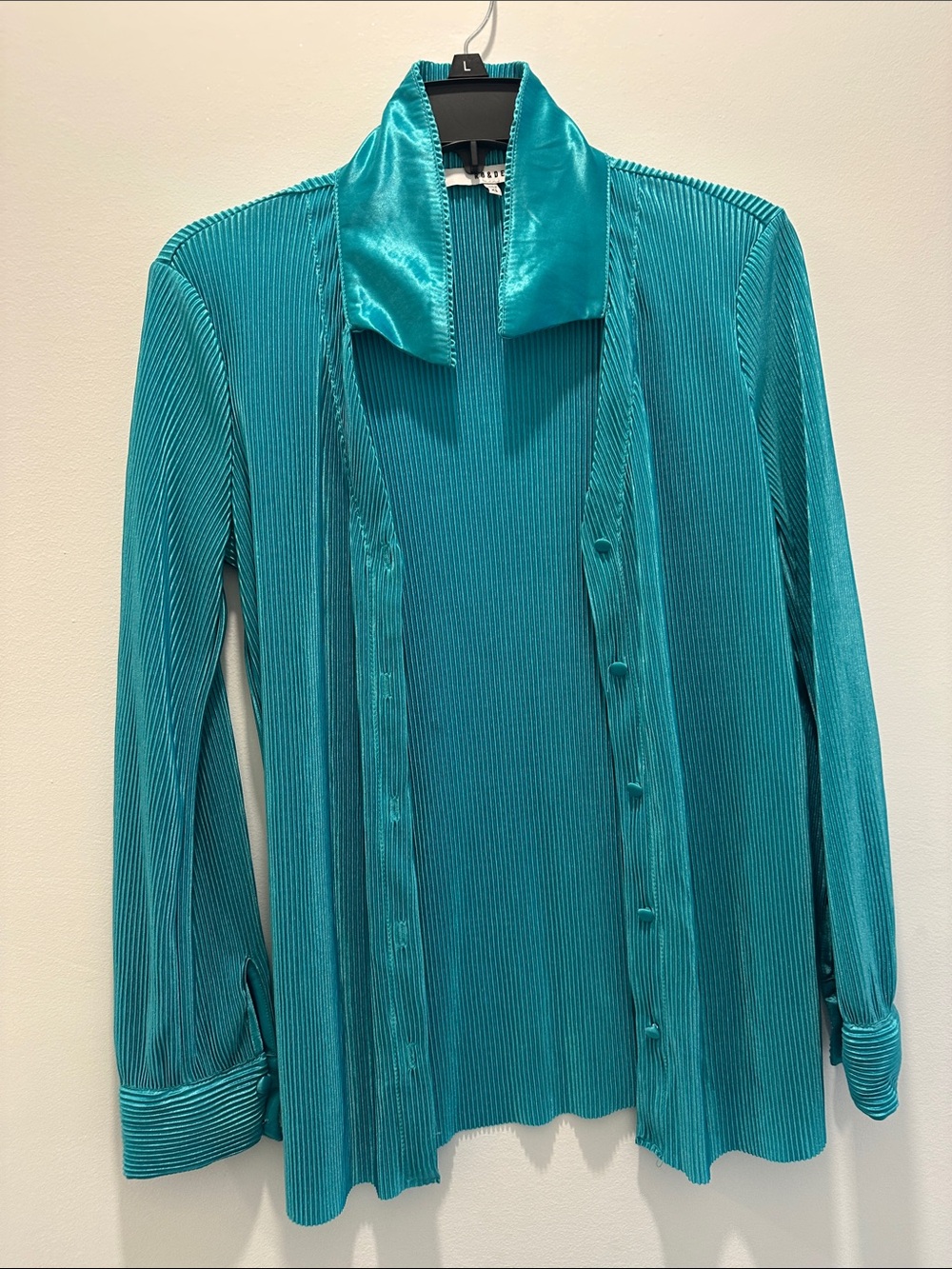 Ro & De Teal Pleated Button-Down Shirt with Matching Pants